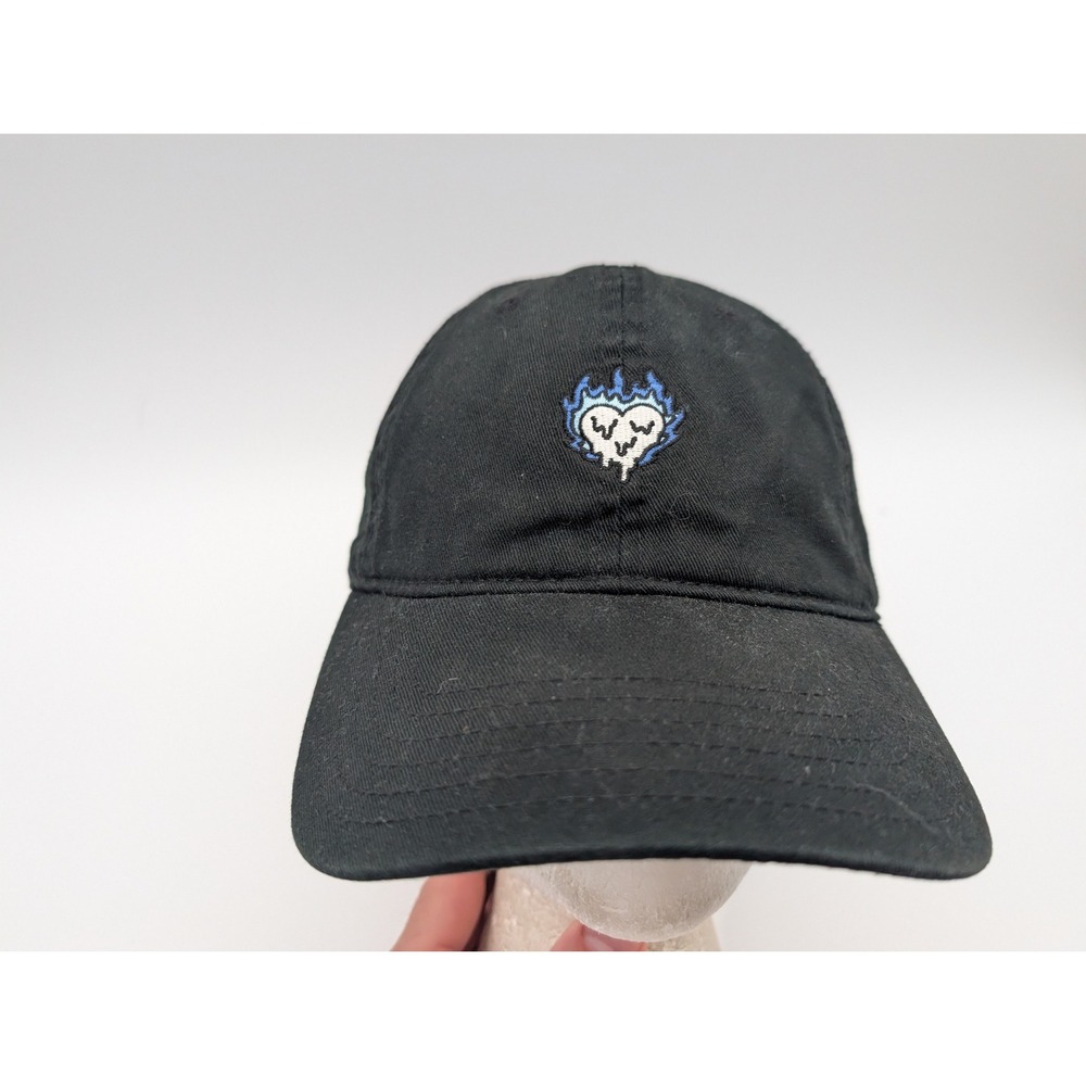 Black Embroidered Blue Flaming Heart Dad Hat Adjustable Baseball Cap OSFM